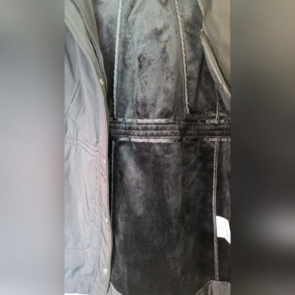 Nine West Women’s Soft Shell Removable Hood Zip Up Trench Coat Black Size L - Picture 9 of 14